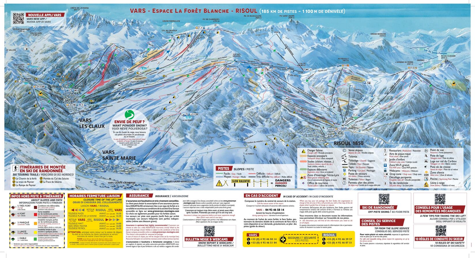 PistenplanSkigebiet Vars - La Fôret Blanche