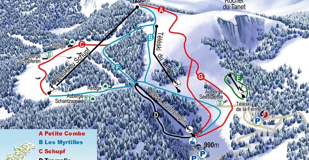 Plan skijaških staza Skijaško područje Le Tanet
