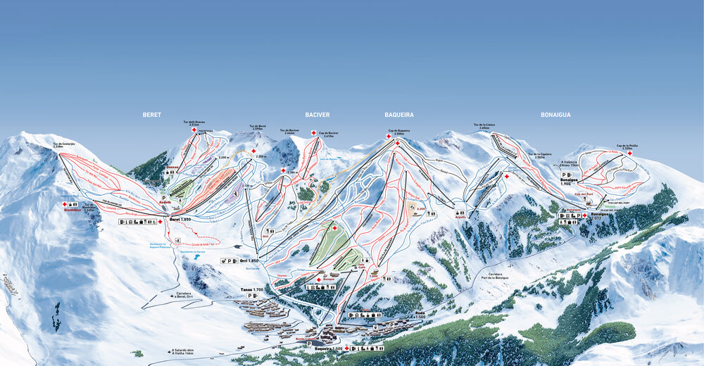 Piste map Ski resort Baqueira-Beret