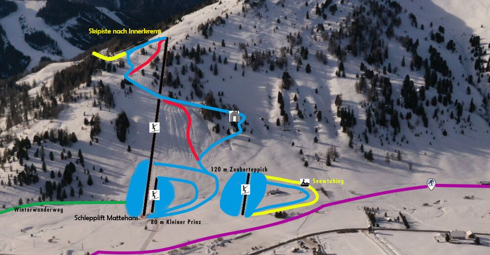 Pistenplan Skigebiet Schönfeld / Thomatal