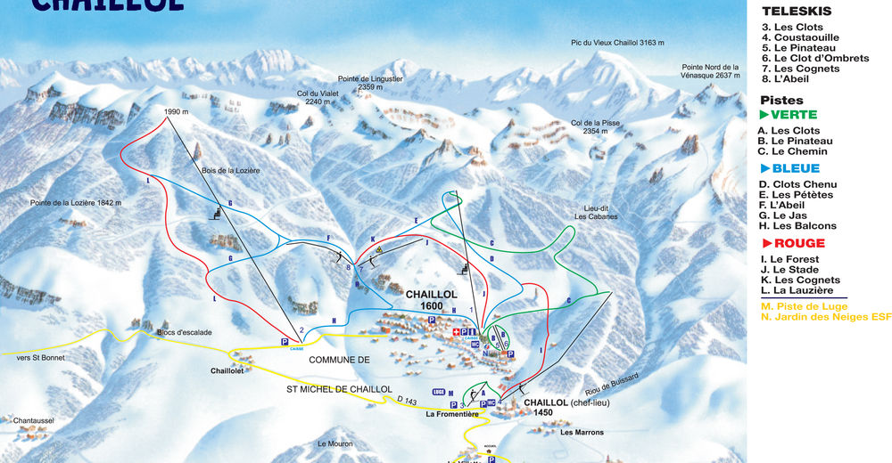 Pisteplan Skigebied Chaillol 1600 - Saint-Michel-de-Chaillol