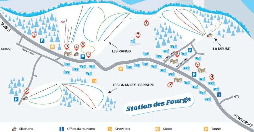 Mappa delle piste Comparto sciistico Les Fourgs