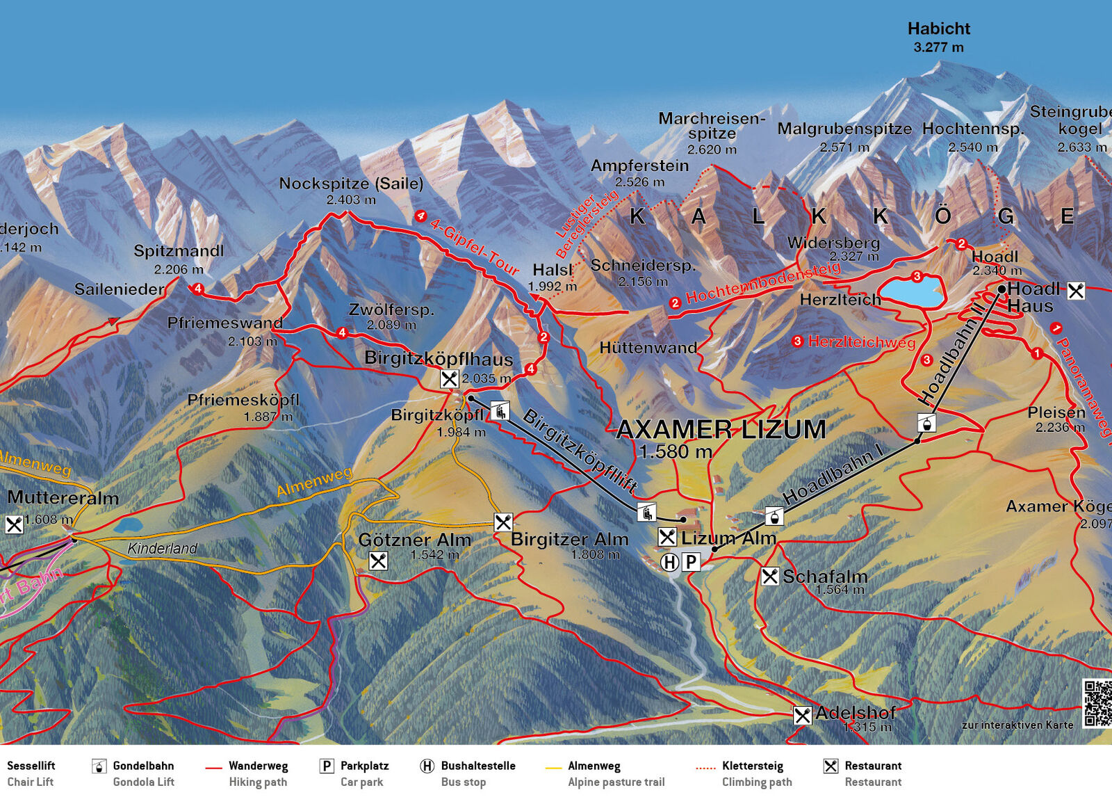 Pistenplan Skigebiet Axamer Lizum