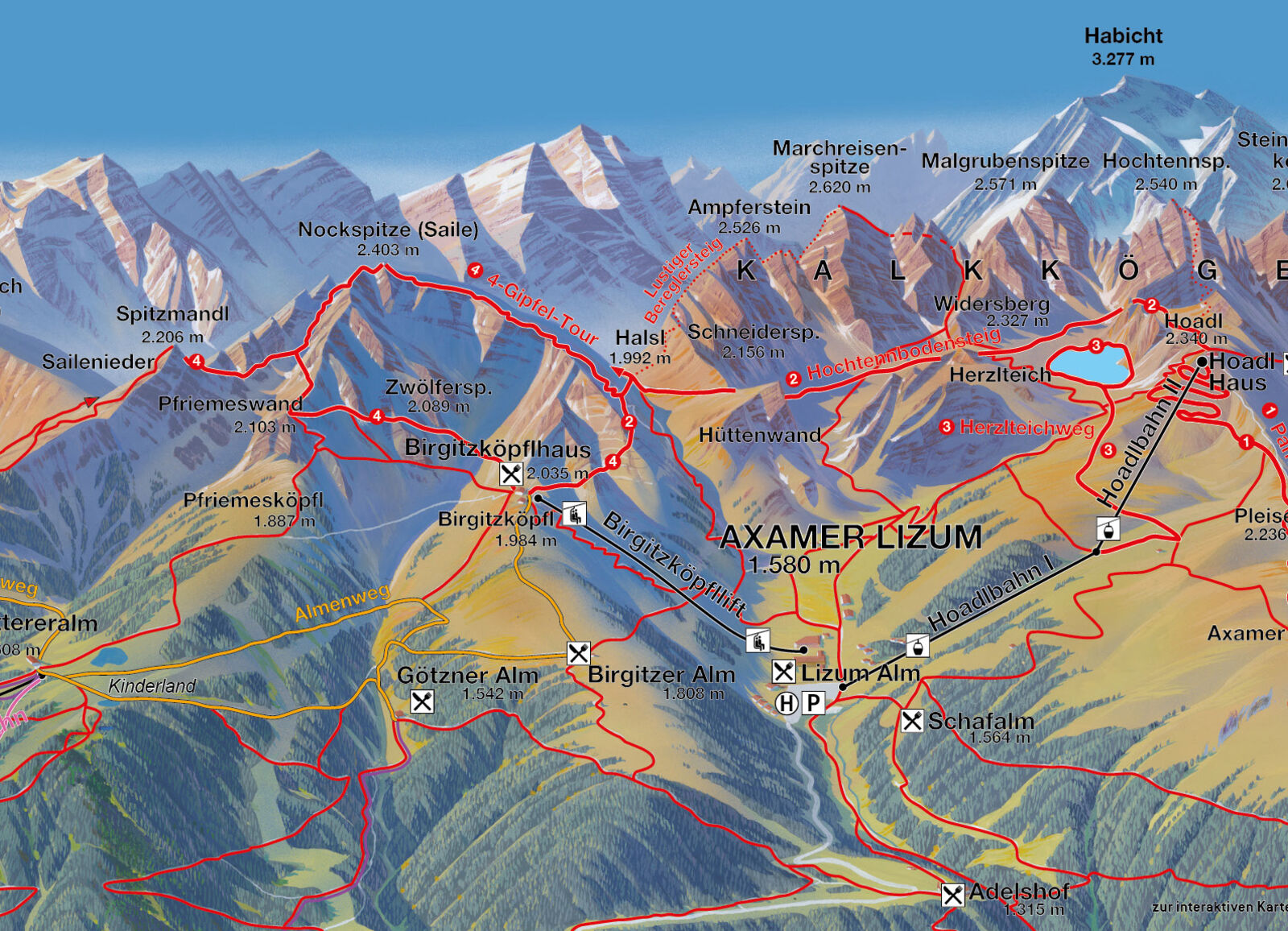 Pistenplan Skigebiet Axamer Lizum