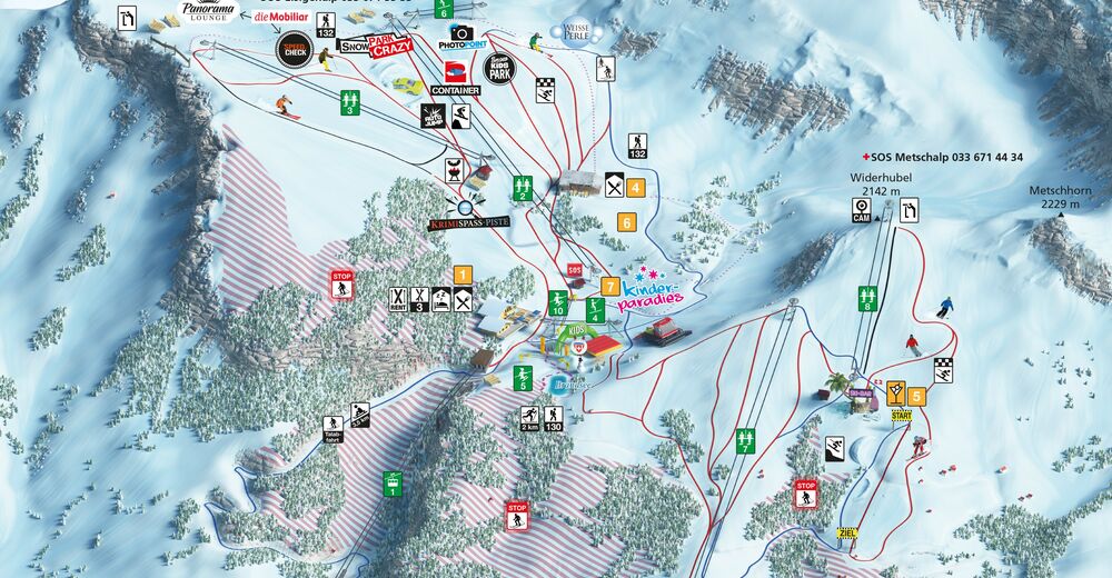 Mappa delle piste Comparto sciistico Elsigenalp - Metschalp Frutigen