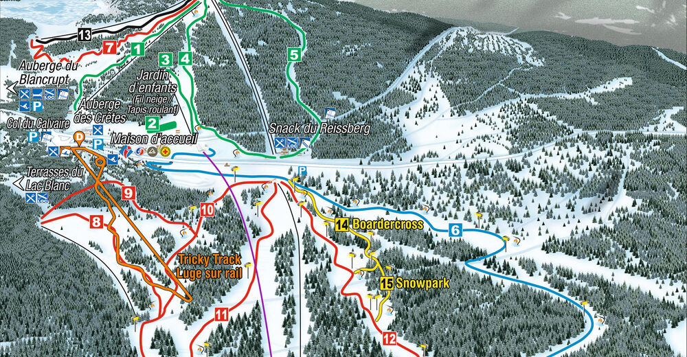 Planul pistelor Zonă de schi Lac Blanc