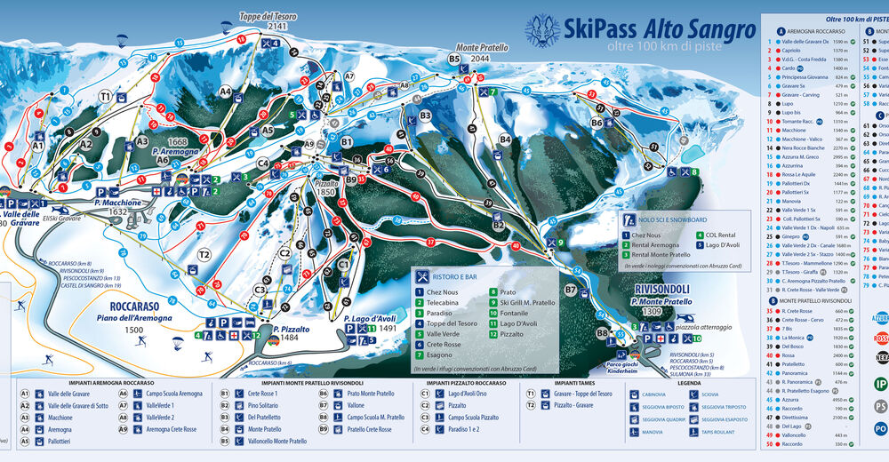 Piste map Ski resort Roccaraso - Rivisondoli / Alto Sangro
