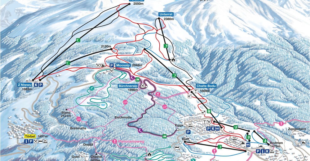 Pisteplan Skigebied Moosalpregion