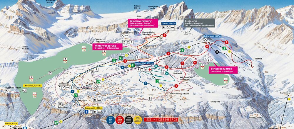 Loipenplan Braunwald - Panoramaloipen
