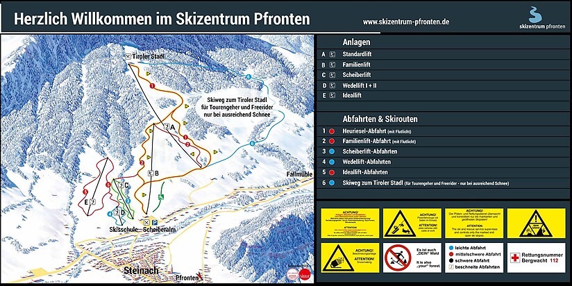 PistenplanSkigebiet Skizentrum Pfronten - Steinach