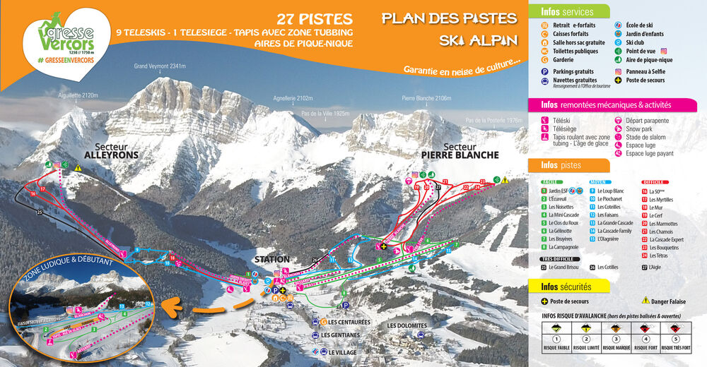 Plan de piste Station de ski Gresse en Vercors