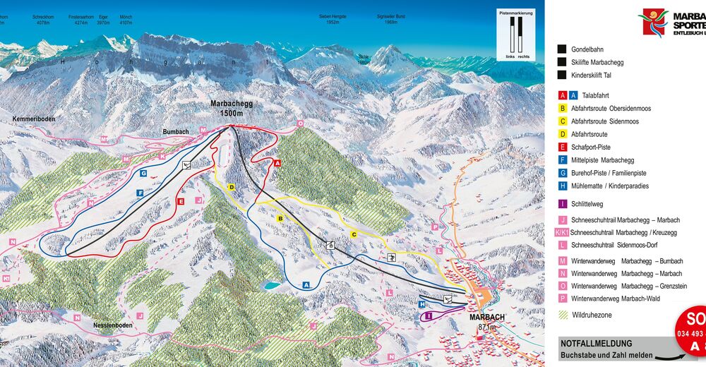 Pisteplan Skiområde Marbach - Marbachegg