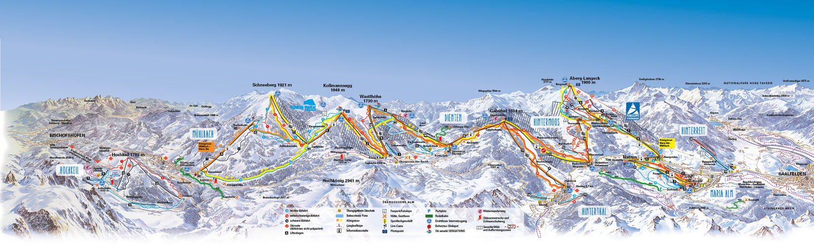 BERGFEX: Pistenplan Ski Amade / Hochkönig / Maria Alm / Dienten ...