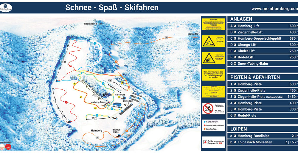 Pisteplan Skigebied Homberg - Ziegenhelle
