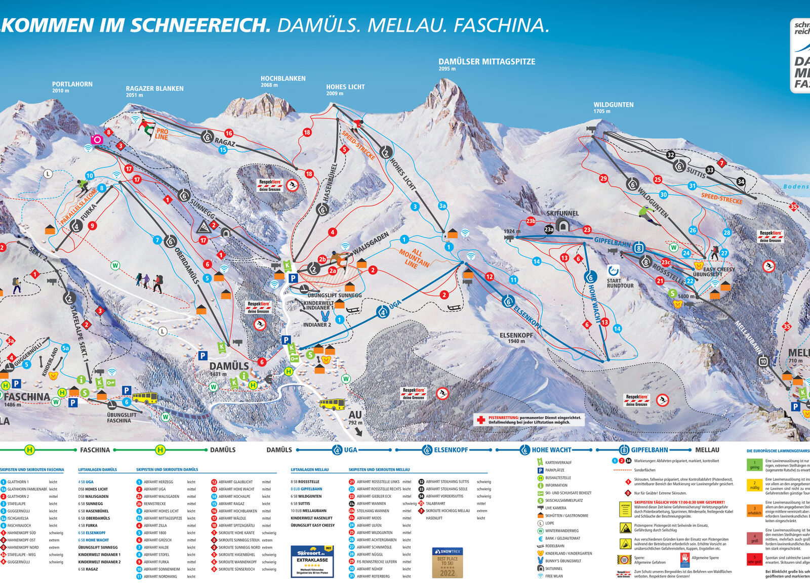 Pistenplan Skigebiet Faschina / Fontanella