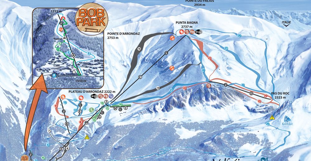 Plan de piste Station de ski Valfréjus