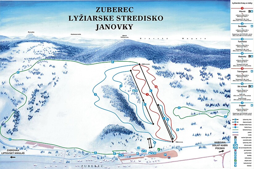 PistenplanSkigebiet Zuberec - Janovky