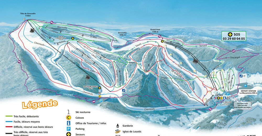 Plan skijaških staza Skijaško područje Gérardmer / La Mauselaine