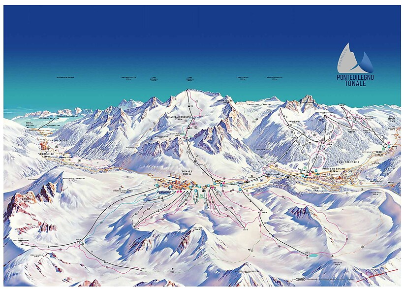 PistenplanSkigebiet Presena Gletscher - Adamello Ski