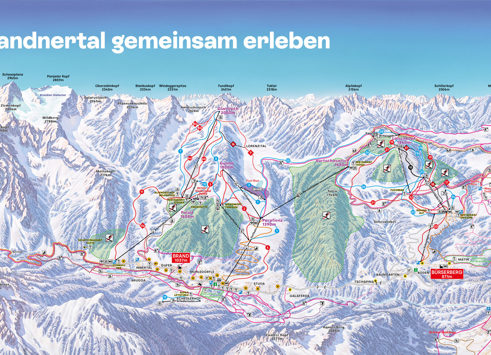 Pistenplan Skigebiet Brandnertal