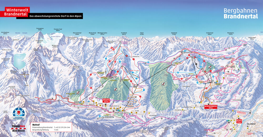 Piste map Ski resort Brandnertal