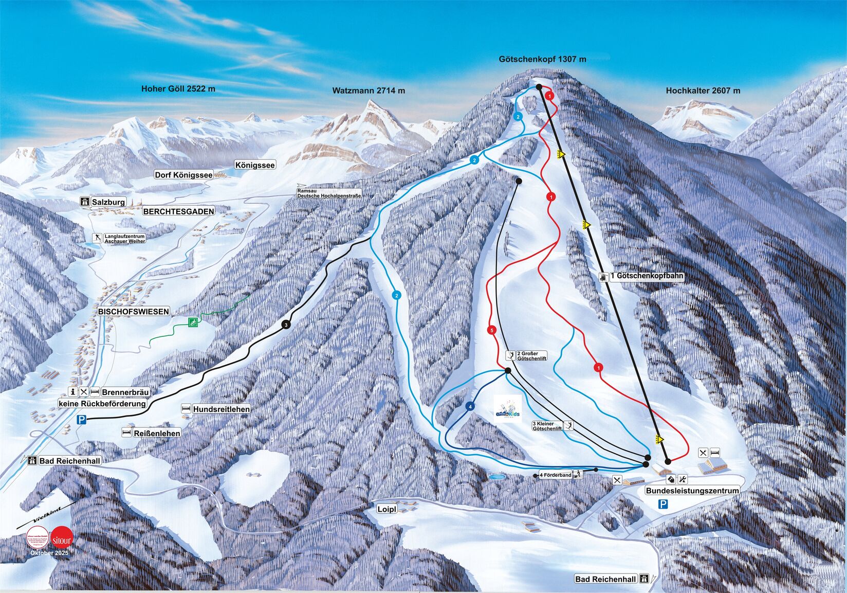 PistenplanSkigebiet Götschen - Bischofswiesen / Berchtesgaden