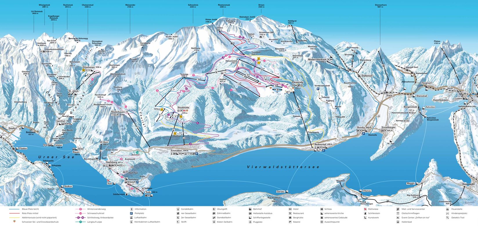 BERGFEX: Pistenplan Klewenalp - Stockhütte - Panoramakarte Klewenalp ...