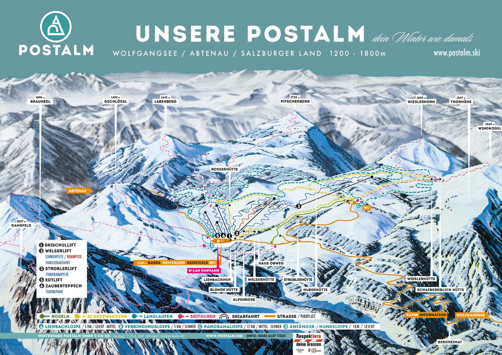 PistenplanSkigebiet Winterpark Postalm
