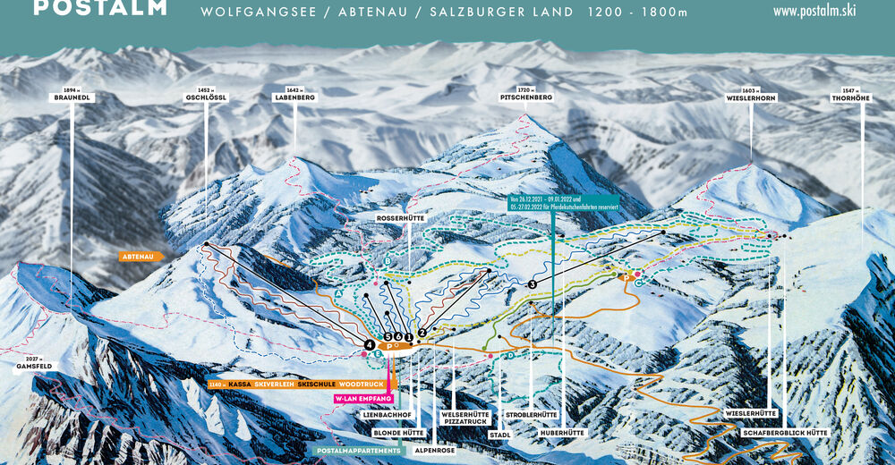 Mapa zjazdoviek Lyžiarske stredisko Winterpark Postalm