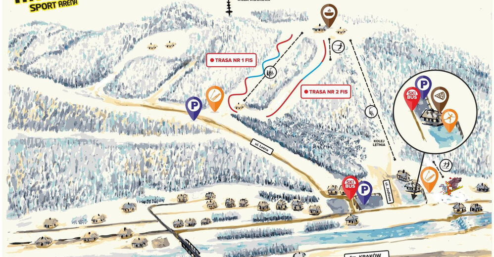 Plan skijaških staza Skijaško područje Stacja Narciarska Myślenice