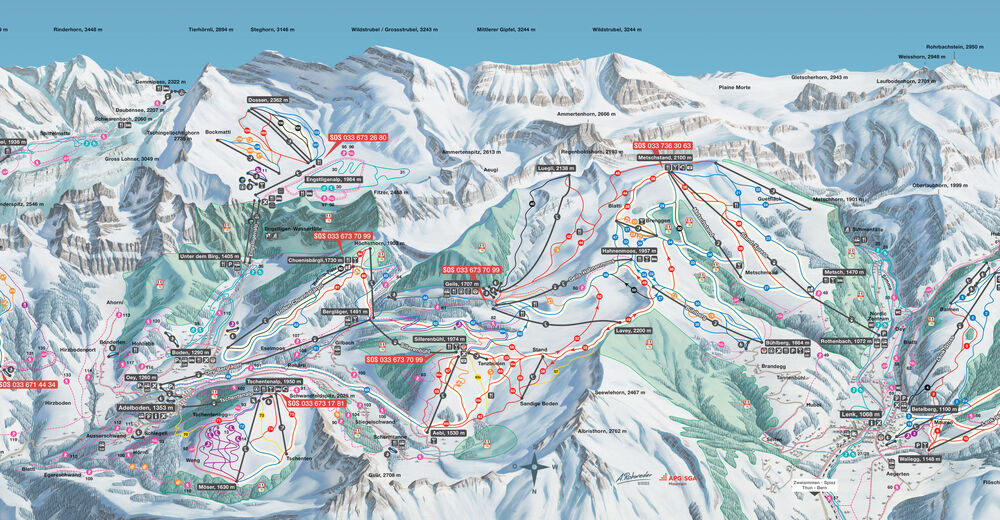 Plan skijaških staza Skijaško područje Adelboden