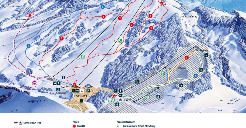 Planul pistelor Zonă de schi Atzmännig