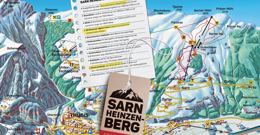 Pistenplan Skigebiet Sarn - Heinzenberg