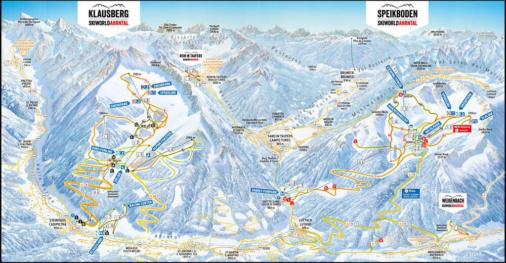 Plan skijaških staza Skijaško područje Speikboden - Tauferer Ahrntal