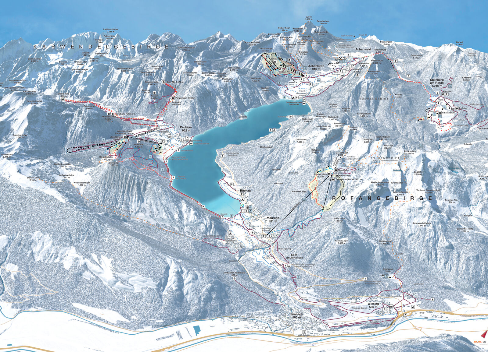 Pistenplan Skigebiet Astenberg / Wiesing - Achensee Pistenplan Skigebiet Astenberg / Wiesing - Achensee