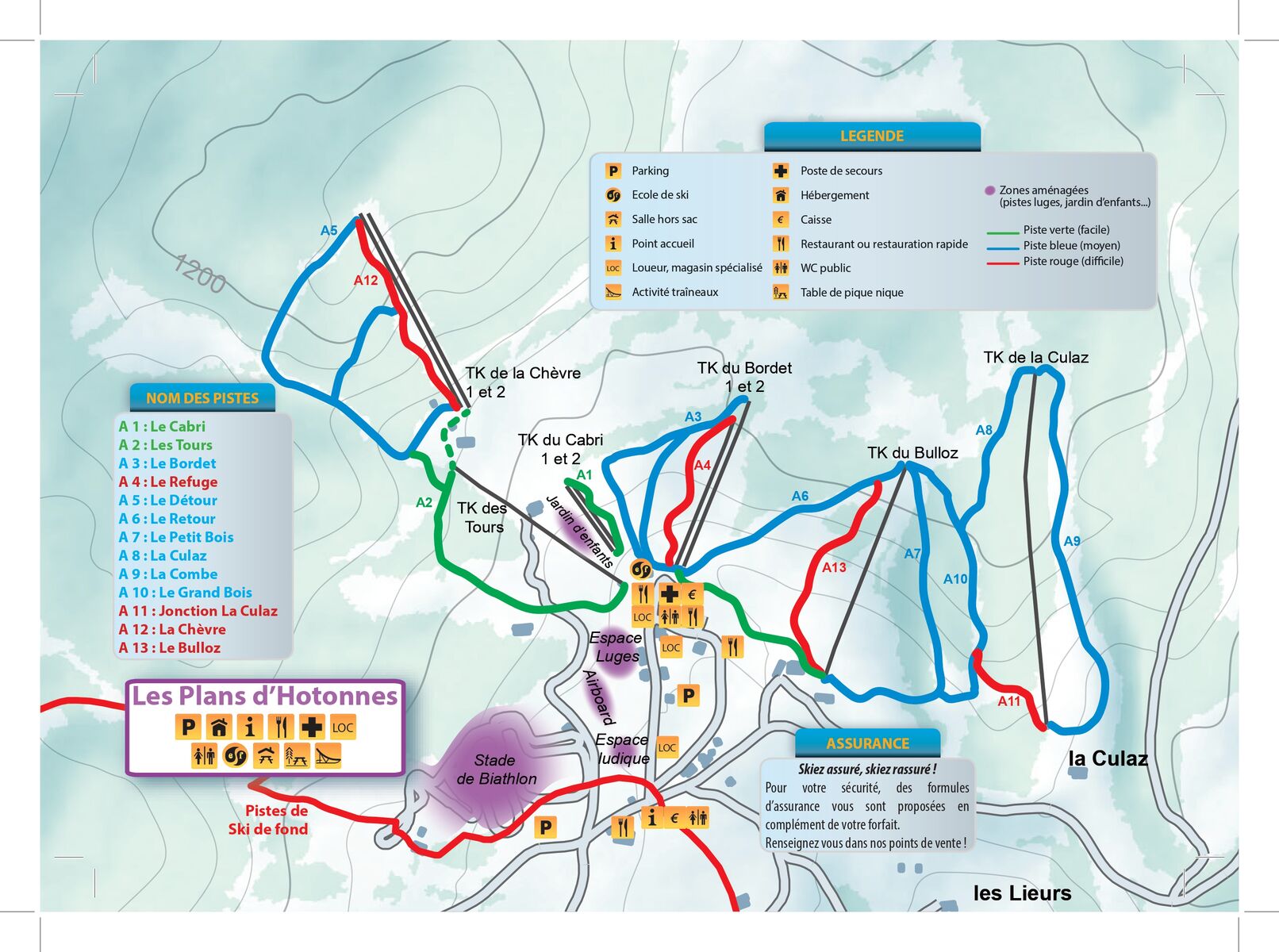 PistenplanSkigebiet Plans d'Hotonnes - Plateau de Retord