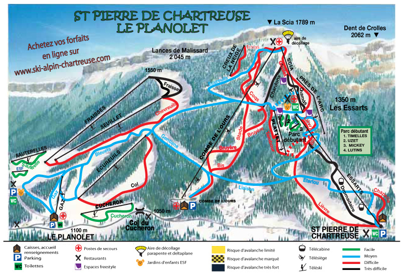 PistenplanSkigebiet Saint Pierre de Chartreuse - Le Planolet