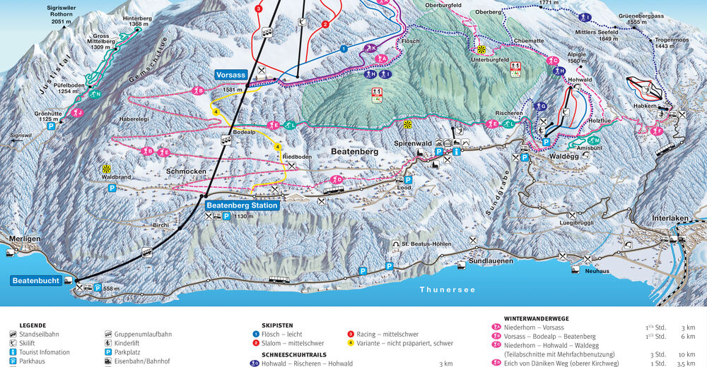 Plan skijaških staza Skijaško područje Beatenberg - Niederhorn - Hohwald