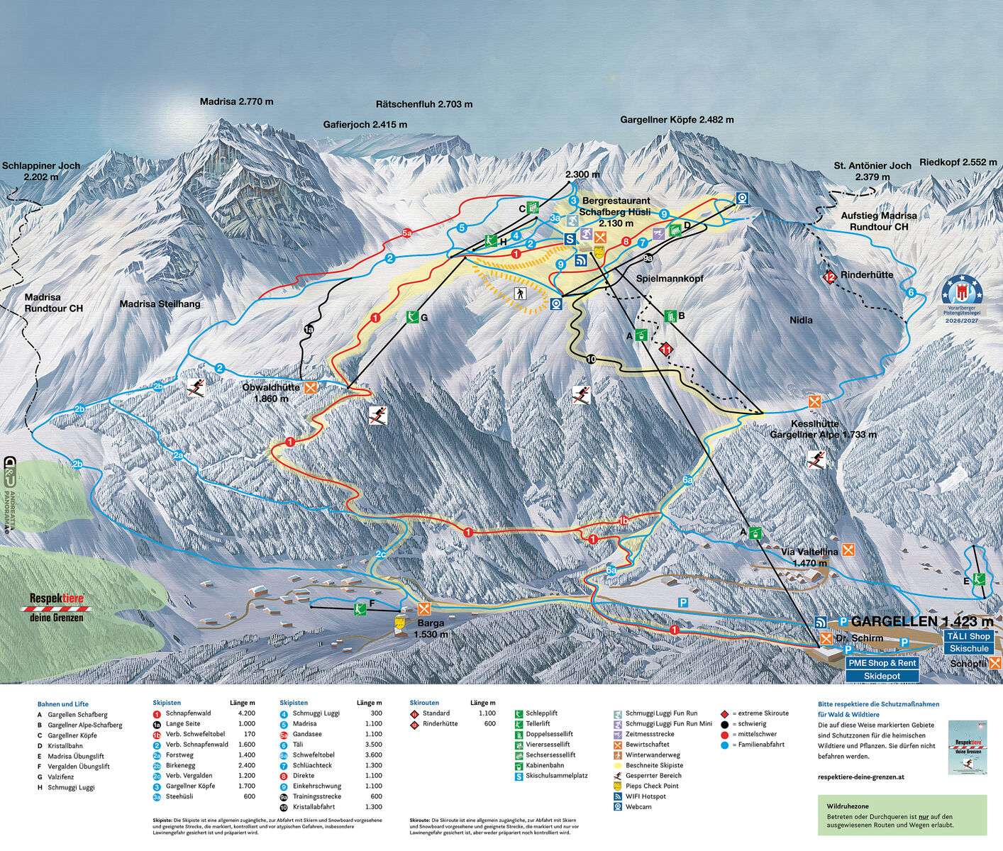 PistenplanSkigebiet Gargellen / Montafon