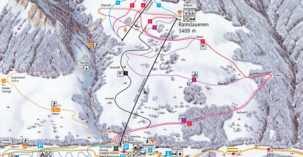 Plan skijaških staza Skijaško područje Kiental