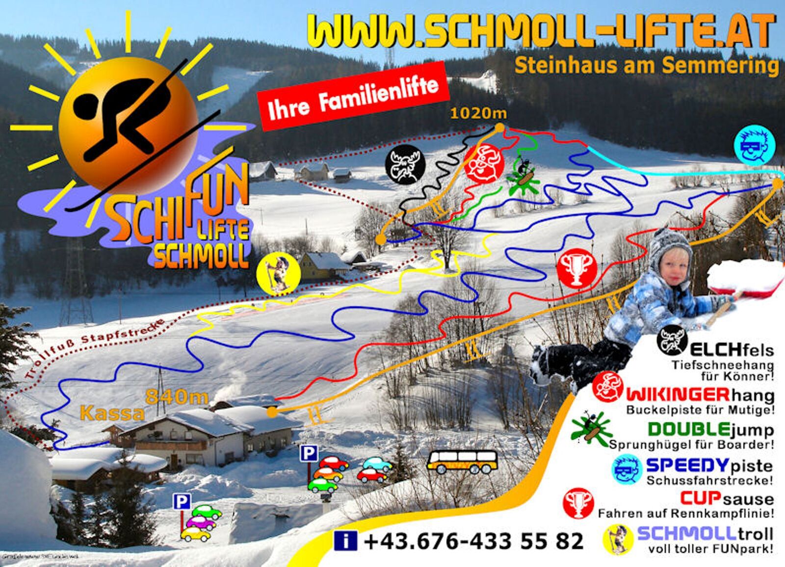 Pistenplan Skigebiet Schmoll Lifte / Steinhaus am Semmering