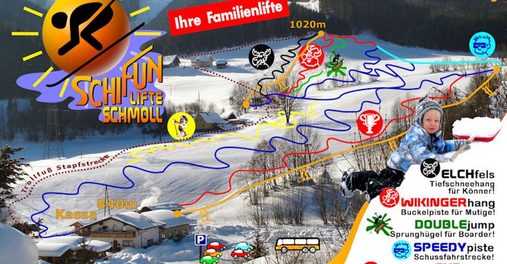 Mapa zjazdoviek Lyžiarske stredisko Schmoll Lifte - Steinhaus am Semmering