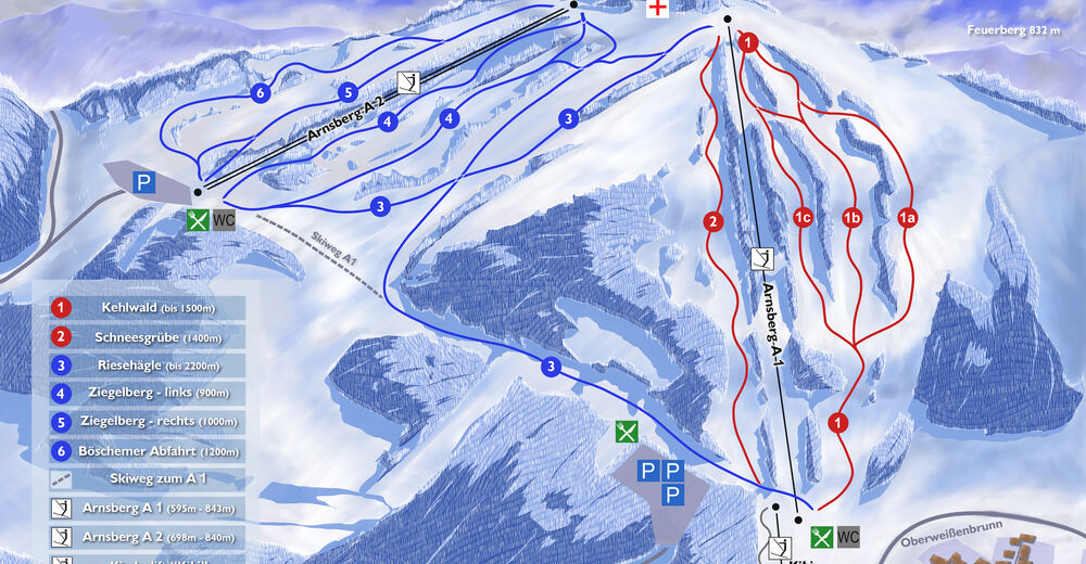 Planul pistelor Zonă de schi Arnsberglifte