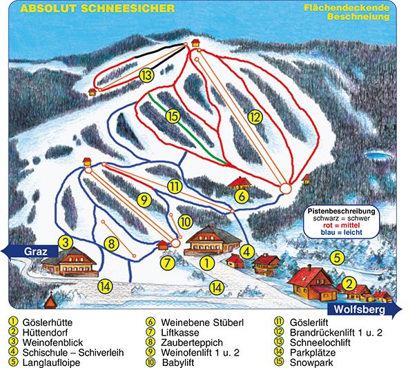 BERGFEX: Pistenplan Weinebene - Panoramakarte Weinebene - Karte Weinebene