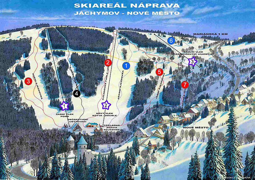 PistenplanSkigebiet Novako Jáchymov