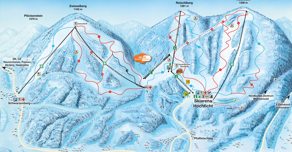 Plano de pista Estación de esquí Hochficht / Böhmerwald
