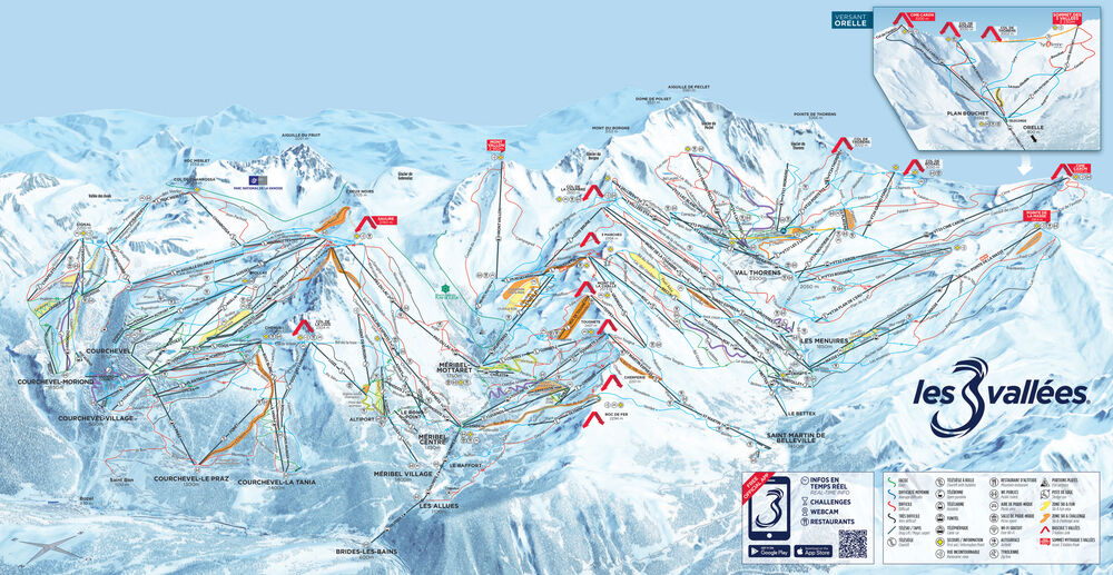 Pistenplan Skigebiet Méribel / Les 3 Vallées