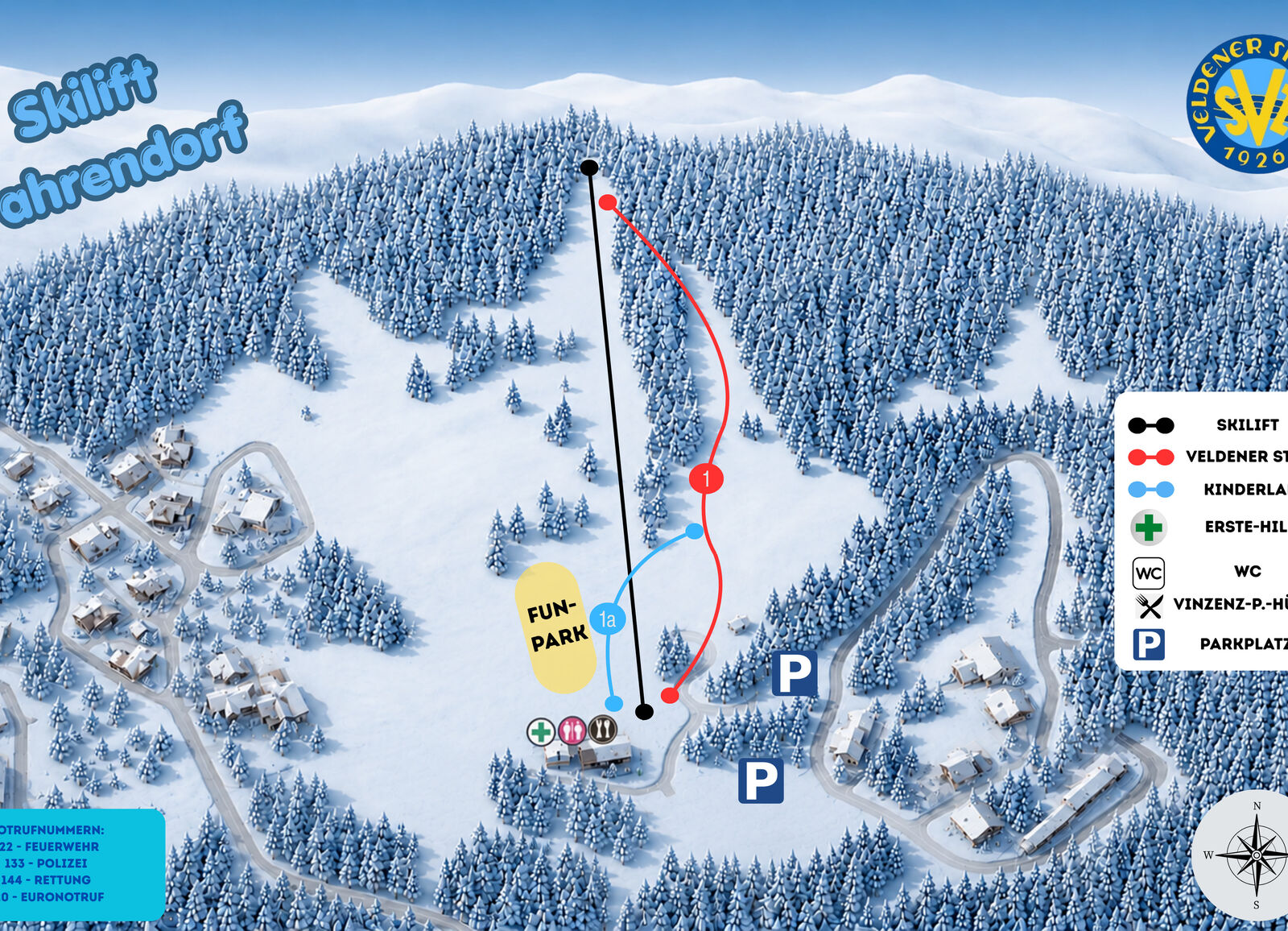 Pistenplan Skigebiet Skilift Fahrendorf