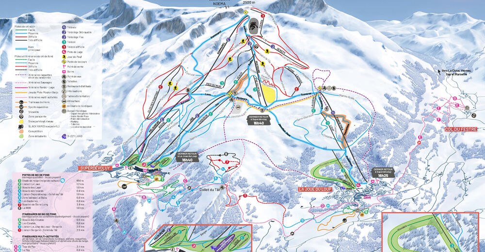 Plan skijaških staza Skijaško područje Le Dévoluy - Superdévoluy / La Joue du Loup