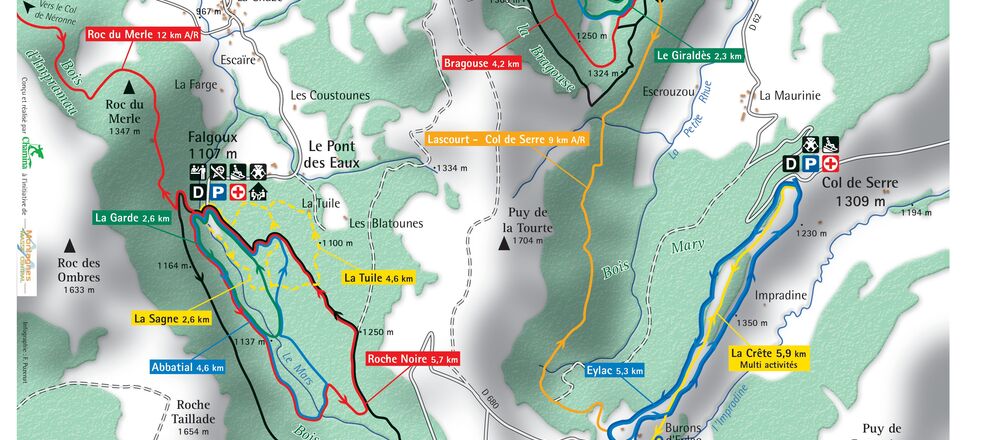 Loipenplan Haut Cantal / Puy Mary - Le Claux / Le Falgoux